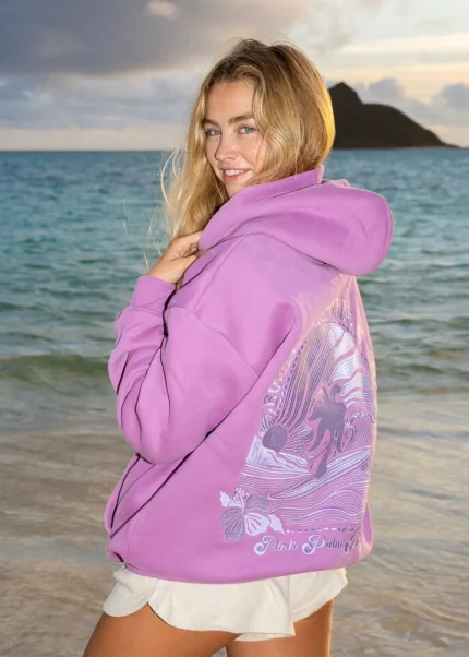 Pink Palm Puff Hoodie: Where Comfort Meets Coastal Cool